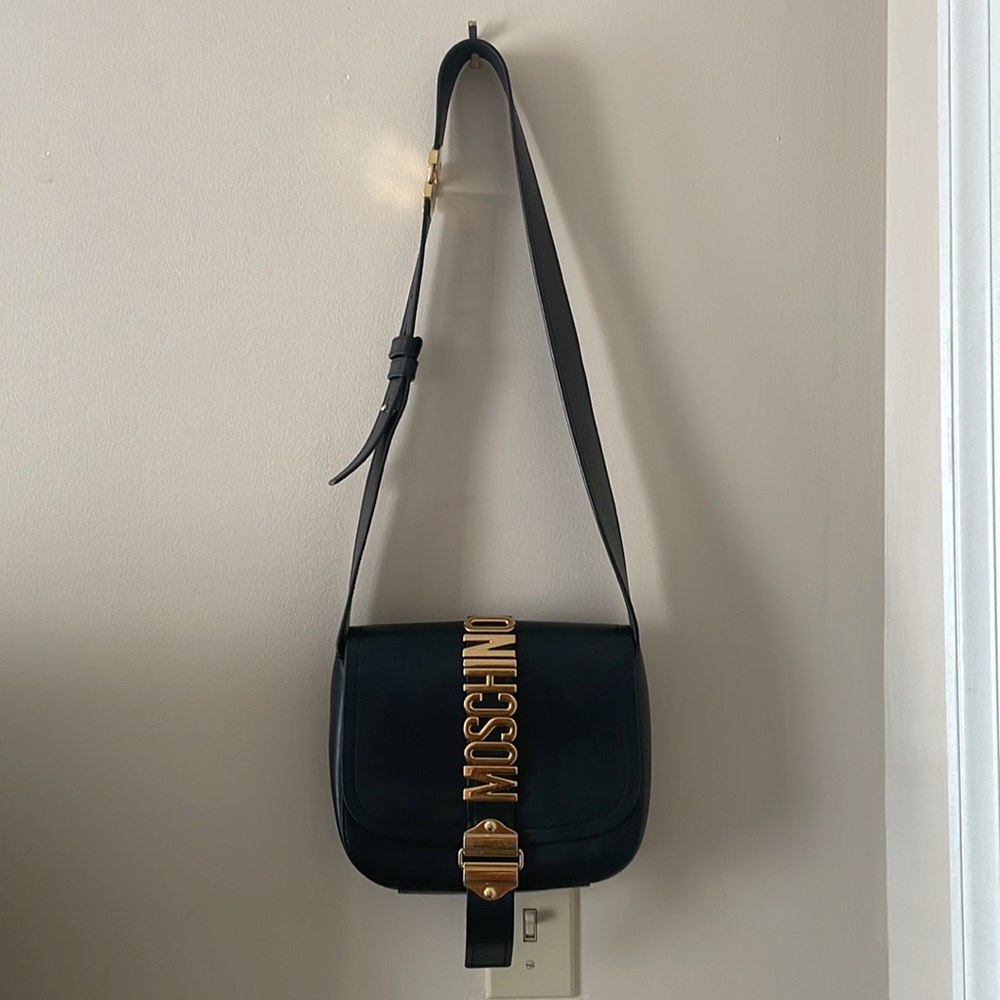Moschino Black and Gold Shoulder Bag